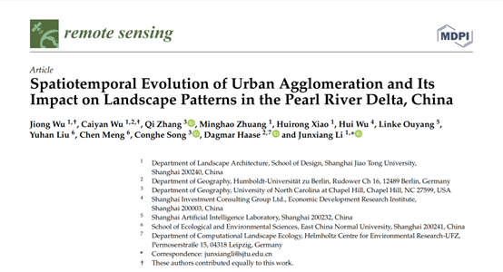 学术快讯 | 伟易博参与上海交通大学《追踪城市群时空演变轨迹，刻画区域景观格局动态》